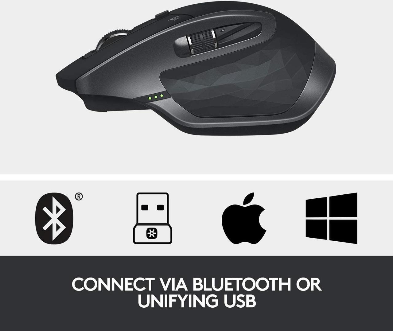 Alt view image 5 of 9 - Logitech MX Master 2S Wireless Mouse – Use on Any Surface, Hyper-Fast Scrolling, Ergonomic Shape, Rechargeable, Control Upto 3 Apple Mac and Windows Computers, Graphite