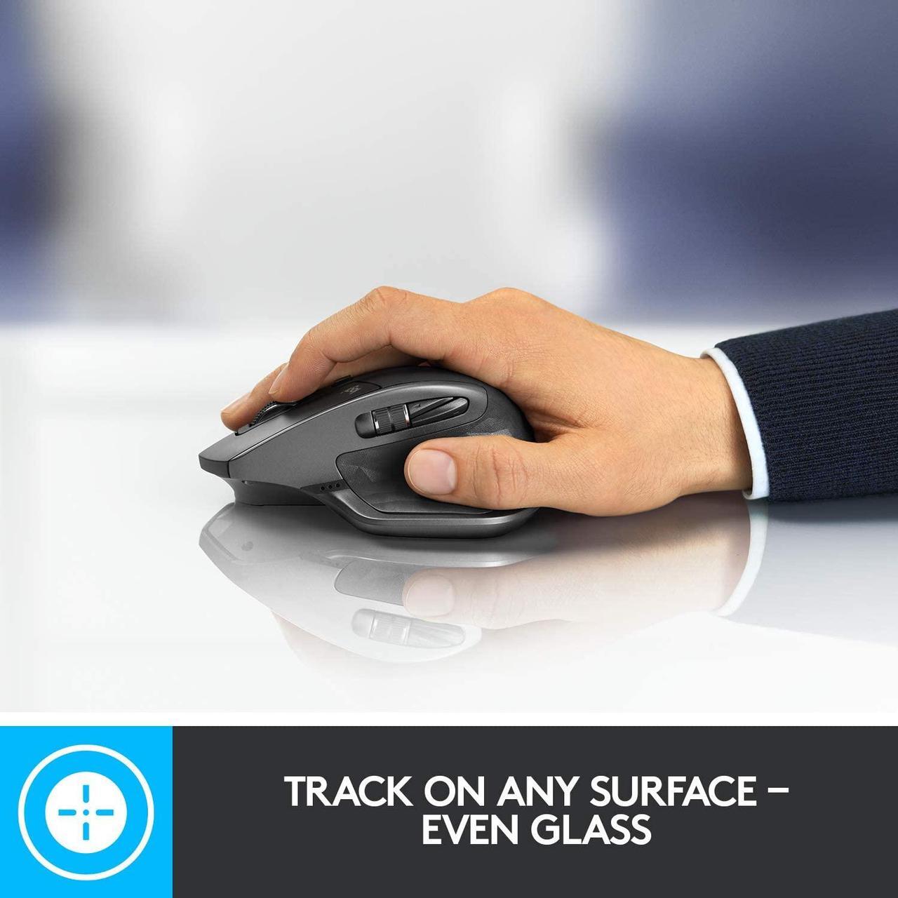Alt view image 4 of 9 - Logitech MX Master 2S Wireless Mouse – Use on Any Surface, Hyper-Fast Scrolling, Ergonomic Shape, Rechargeable, Control Upto 3 Apple Mac and Windows Computers, Graphite