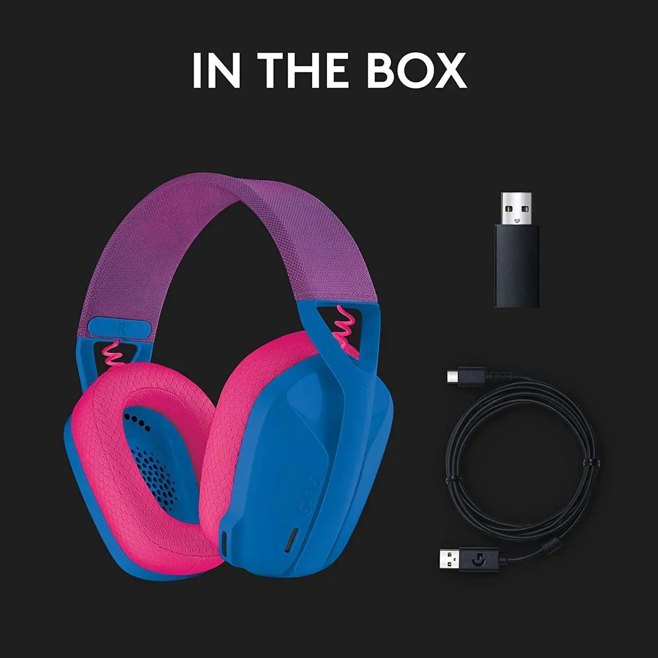 Alt view image 9 of 9 - Logitech G435 LIGHTSPEED and Bluetooth Wireless Gaming Headset - Lightweight over-ear headphones, built-in mics, 18h battery, compatible with Dolby Atmos, PC, PS4, PS5, Nintendo Switch, Mobile - Blue