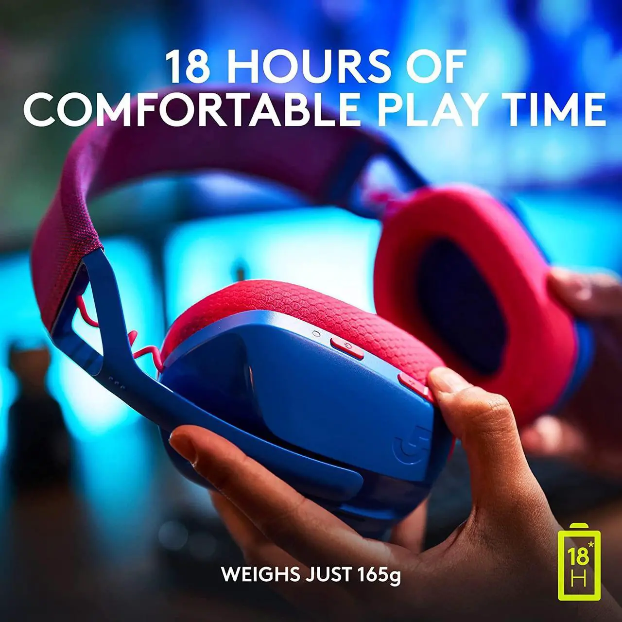 Alt view image 6 of 9 - Logitech G435 LIGHTSPEED and Bluetooth Wireless Gaming Headset - Lightweight over-ear headphones, built-in mics, 18h battery, compatible with Dolby Atmos, PC, PS4, PS5, Nintendo Switch, Mobile - Blue