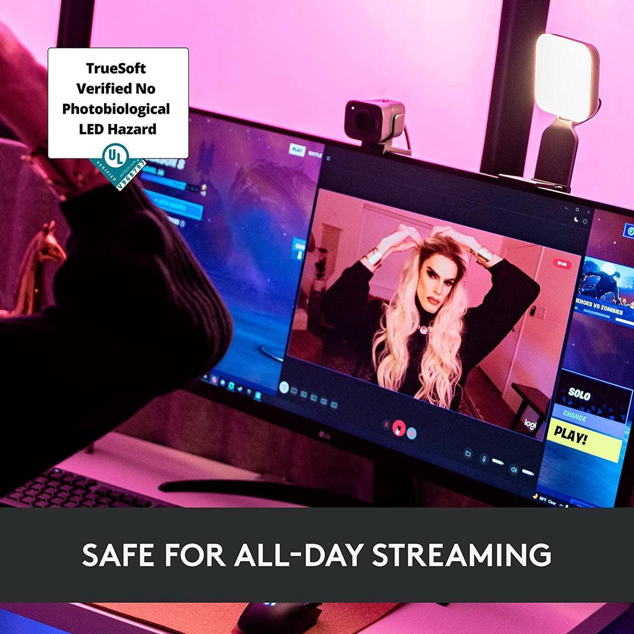 Alt view image 4 of 10 - Logitech Litra Glow Premium LED Streaming Light with TrueSoft, adjustable monitor mount, brightness & color temp settings, desktop app control for PC/Mac - Graphite