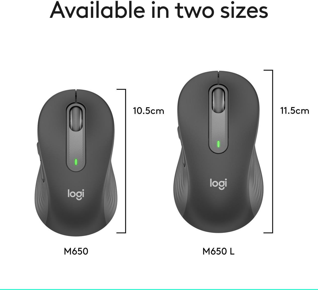 Alt view image 9 of 10 - Logitech Signature M650 Wireless Mouse - For Small to Medium Sized Hands, 2-Year Battery, Silent Clicks, Customizable Side Buttons, Bluetooth, for PC/Mac/Multi-Device/Chromebook