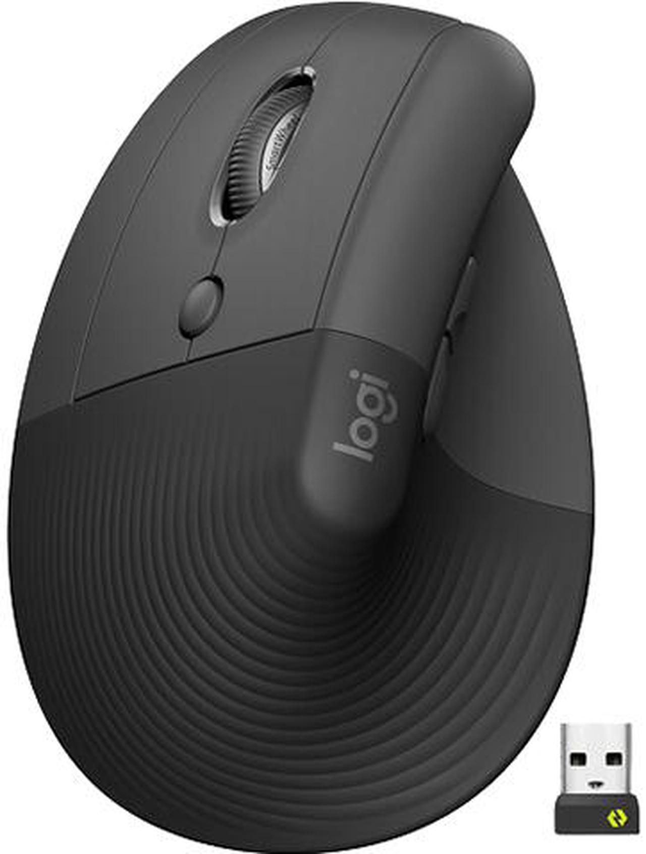 Logitech Lift Left Vertical Ergonomic Mouse, Left-handed, Wireless, Bluetooth or Logi Bolt USB, Quiet clicks, 4 buttons, compatible with Windows/macOS/iPadOS, Laptop, PC - Graphite