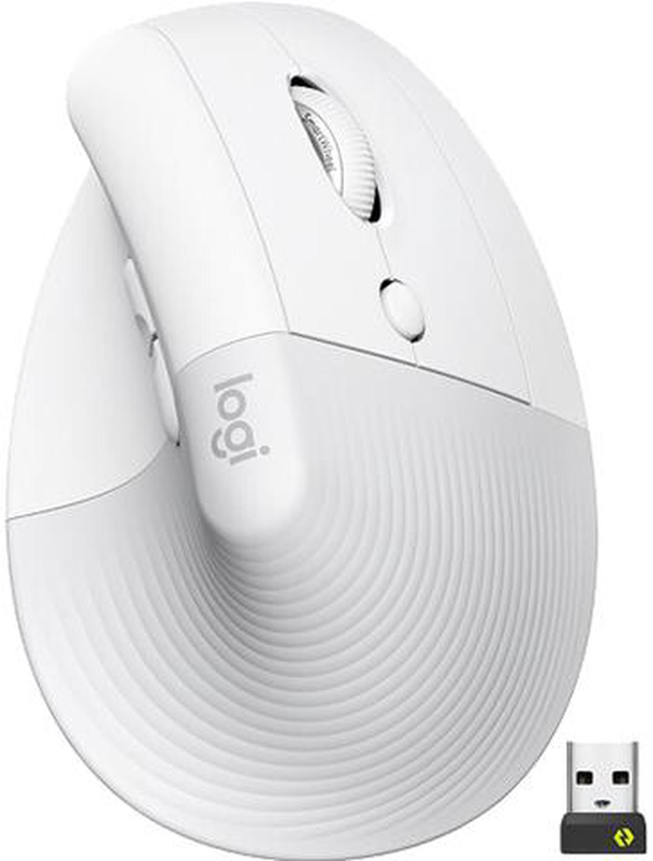 Logitech Lift Vertical Ergonomic Mouse, Wireless, Bluetooth or Logi Bolt USB receiver, Quiet clicks, 4 buttons, compatible with Windows/macOS/iPadOS, Laptop, PC - Off White