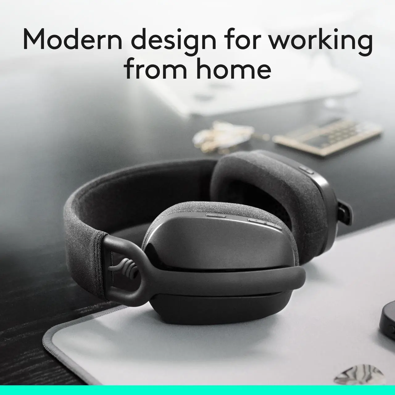 Alt view image 2 of 10 - Logitech Zone Vibe 100 Lightweight Wireless Over Ear Headphones with Noise Canceling Microphone, Advanced Multipoint Bluetooth Headset, Works with Teams, Google Meet, Zoom, Mac/PC - Graphite