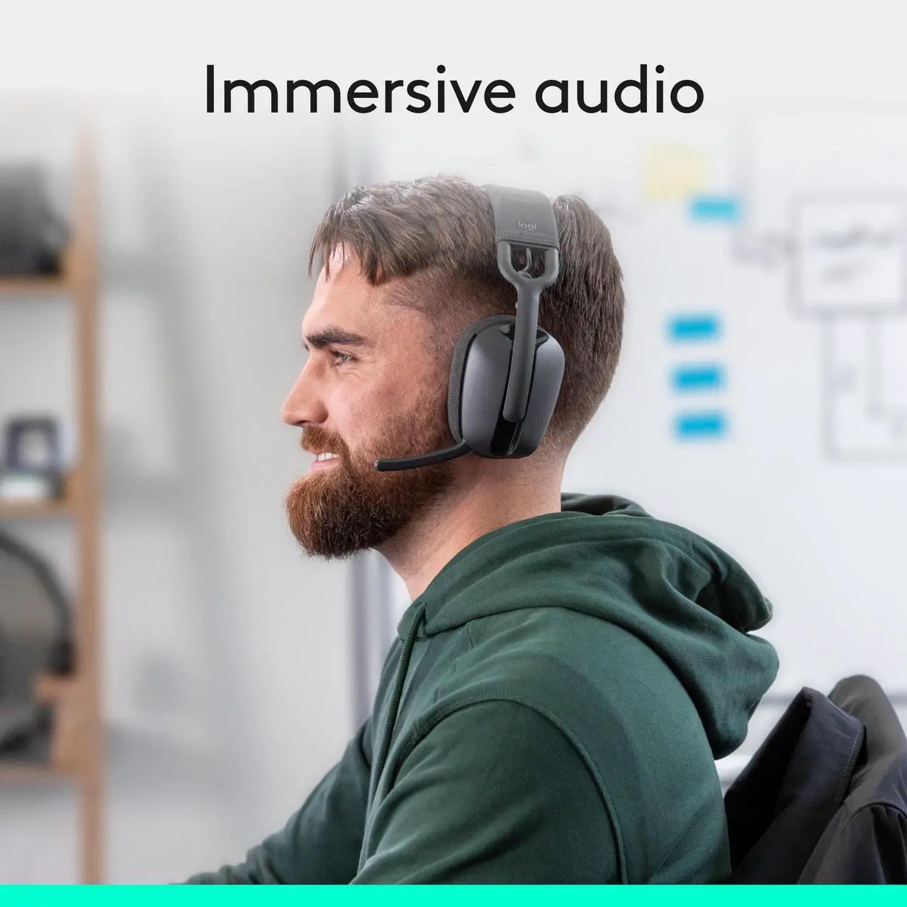 Alt view image 4 of 10 - Logitech Zone Vibe 100 Lightweight Wireless Over Ear Headphones with Noise Canceling Microphone, Advanced Multipoint Bluetooth Headset, Works with Teams, Google Meet, Zoom, Mac/PC - Graphite