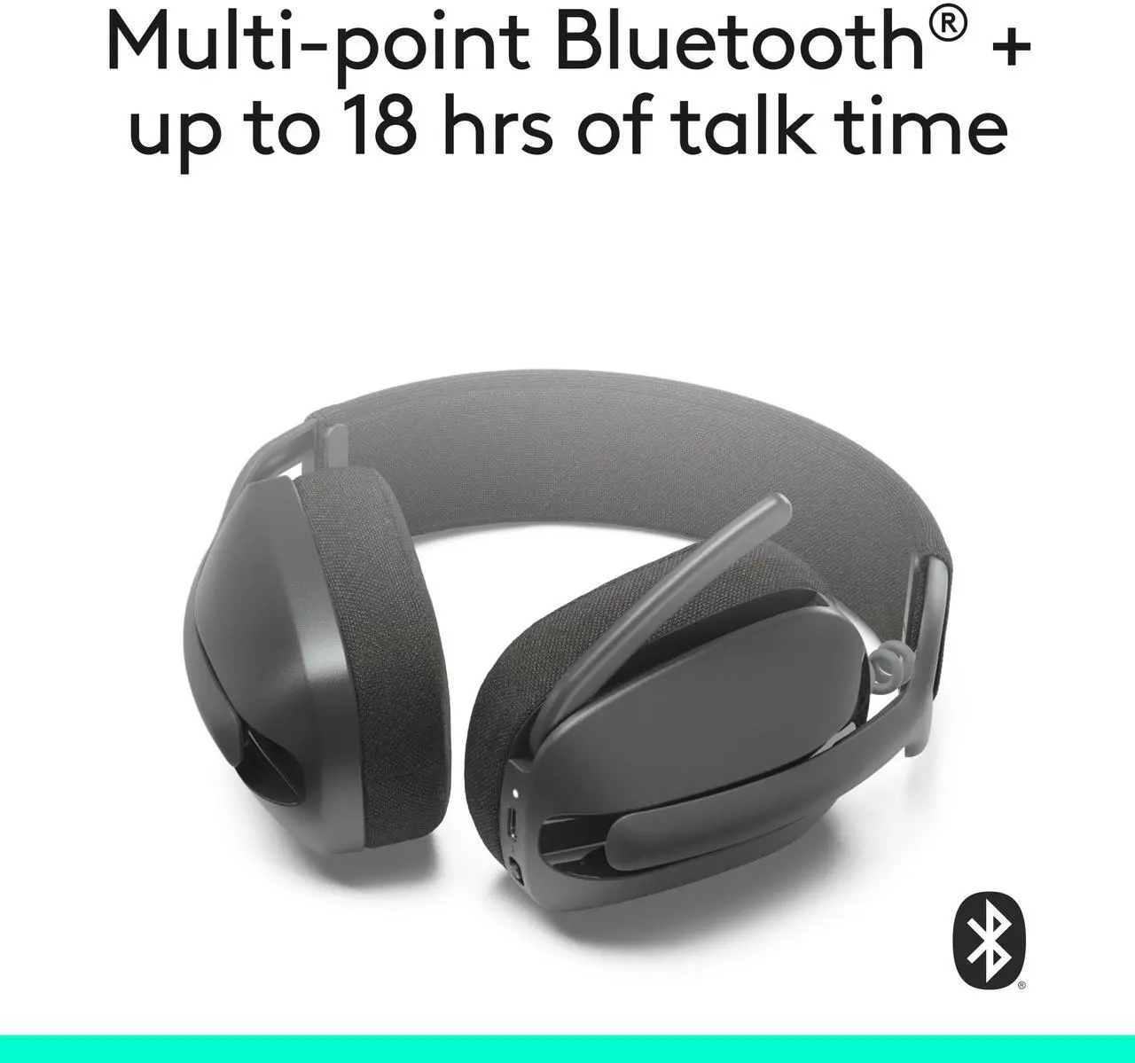 Alt view image 5 of 10 - Logitech Zone Vibe 100 Lightweight Wireless Over Ear Headphones with Noise Canceling Microphone, Advanced Multipoint Bluetooth Headset, Works with Teams, Google Meet, Zoom, Mac/PC - Graphite
