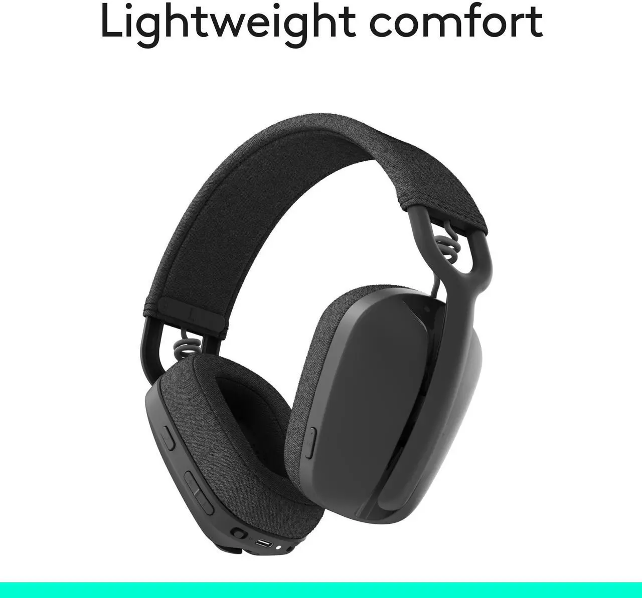 Alt view image 7 of 10 - Logitech Zone Vibe 100 Lightweight Wireless Over Ear Headphones with Noise Canceling Microphone, Advanced Multipoint Bluetooth Headset, Works with Teams, Google Meet, Zoom, Mac/PC - Graphite