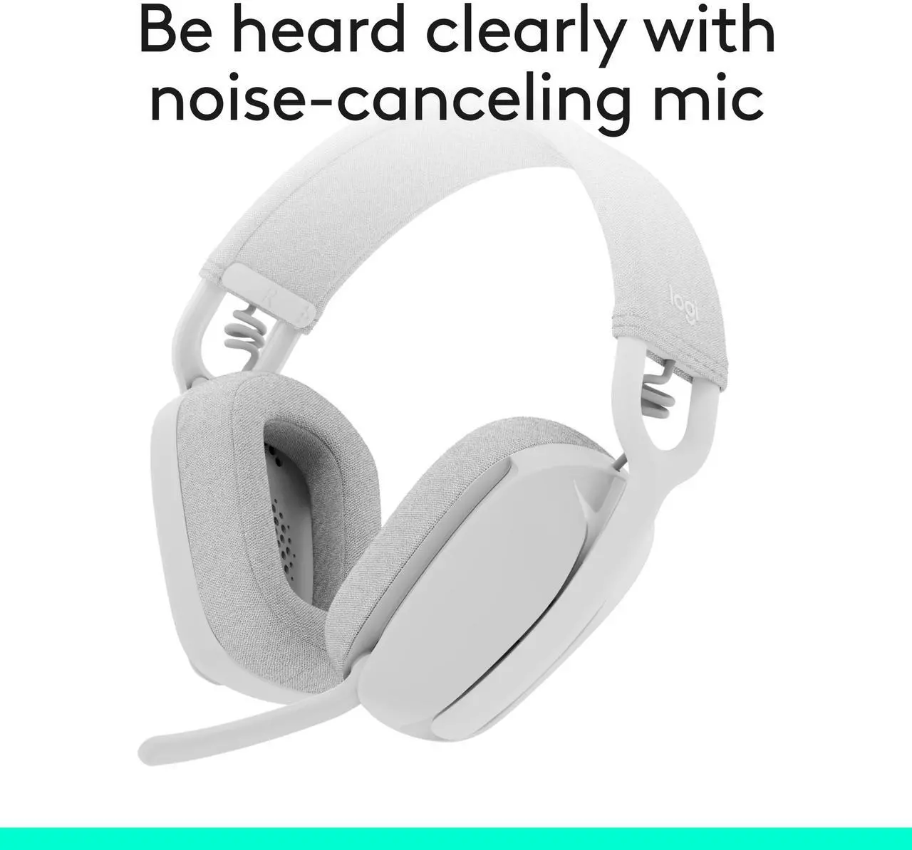Alt view image 3 of 10 - Logitech Zone Vibe 100 Lightweight Wireless Over Ear Headphones with Noise Canceling Microphone, Advanced Multipoint Bluetooth Headset, Works with Teams, Google Meet, Zoom, Mac/PC - Off White