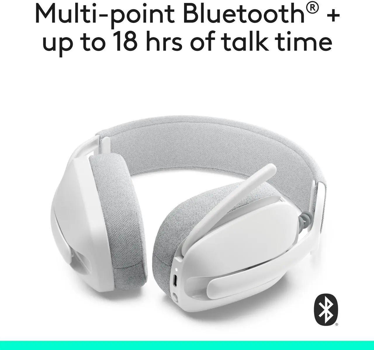 Alt view image 5 of 10 - Logitech Zone Vibe 100 Lightweight Wireless Over Ear Headphones with Noise Canceling Microphone, Advanced Multipoint Bluetooth Headset, Works with Teams, Google Meet, Zoom, Mac/PC - Off White