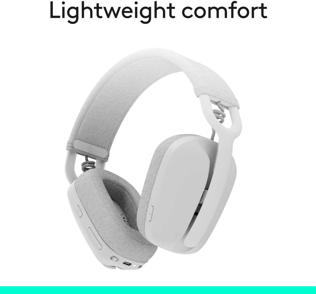 Alt view image 7 of 10 - Logitech Zone Vibe 100 Lightweight Wireless Over Ear Headphones with Noise Canceling Microphone, Advanced Multipoint Bluetooth Headset, Works with Teams, Google Meet, Zoom, Mac/PC - Off White