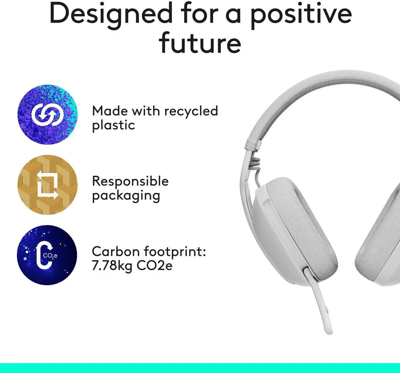 Alt view image 9 of 10 - Logitech Zone Vibe 100 Lightweight Wireless Over Ear Headphones with Noise Canceling Microphone, Advanced Multipoint Bluetooth Headset, Works with Teams, Google Meet, Zoom, Mac/PC - Off White