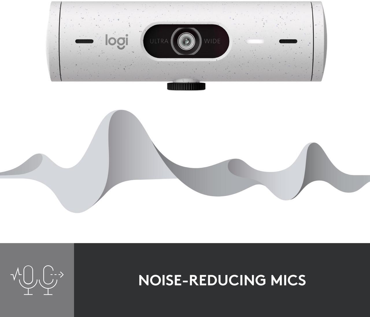 Alt view image 4 of 11 - Logitech Brio 500 Full HD Webcam with Auto Light Correction,Show Mode, Dual Noise Reduction Mics, Webcam Privacy Cover, Works with Microsoft Teams, Google Meet, Zoom, USB-C Cable - Off White