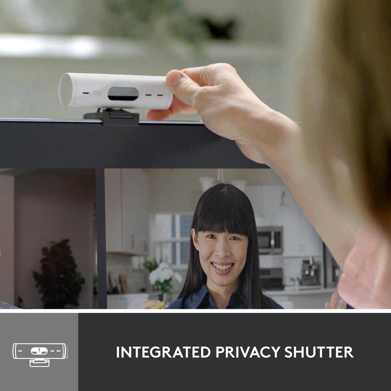 Alt view image 7 of 11 - Logitech Brio 500 Full HD Webcam with Auto Light Correction,Show Mode, Dual Noise Reduction Mics, Webcam Privacy Cover, Works with Microsoft Teams, Google Meet, Zoom, USB-C Cable - Off White