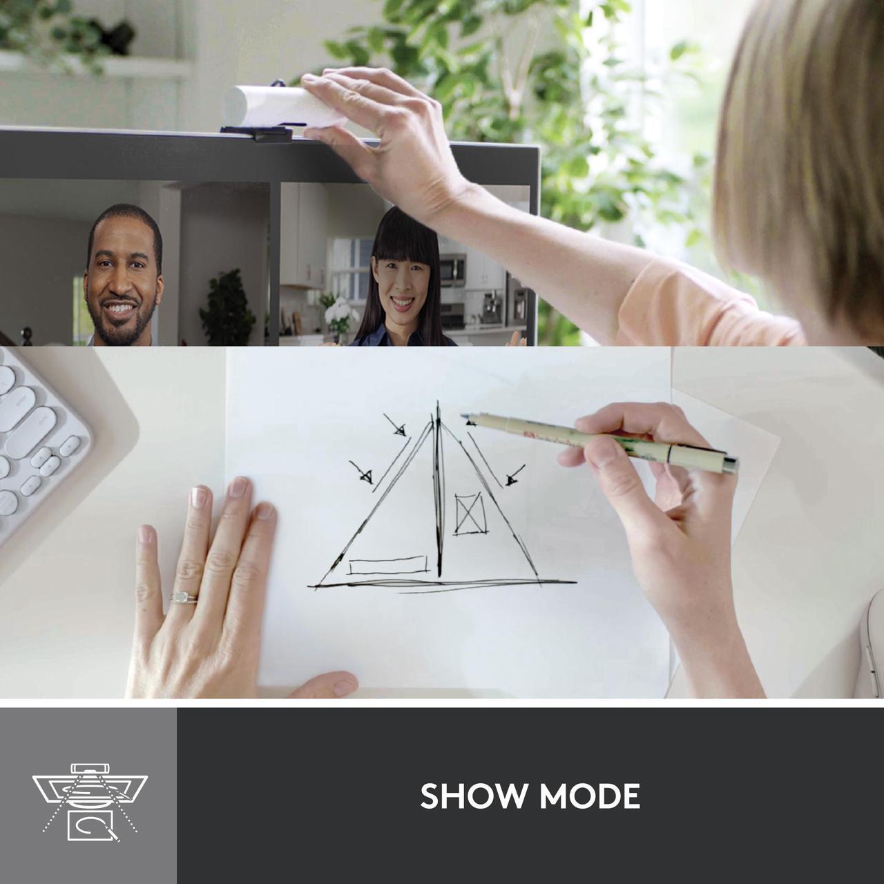 Alt view image 9 of 11 - Logitech Brio 500 Full HD Webcam with Auto Light Correction,Show Mode, Dual Noise Reduction Mics, Webcam Privacy Cover, Works with Microsoft Teams, Google Meet, Zoom, USB-C Cable - Off White