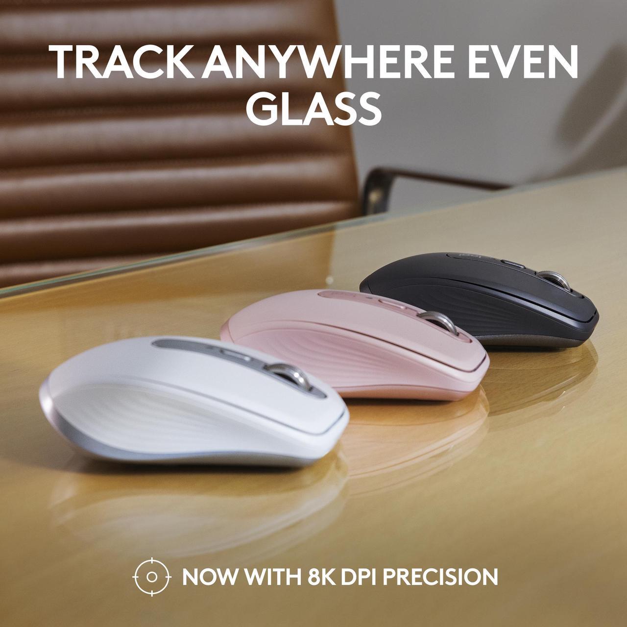 Alt view image 5 of 8 - Logitech MX Anywhere 3S Compact Wireless Mouse, Fast Scrolling, 8K DPI Any-Surface Tracking, Quiet Clicks, Programmable Buttons, USB C, Bluetooth, Windows PC, Linux, Chrome, Mac, Rose