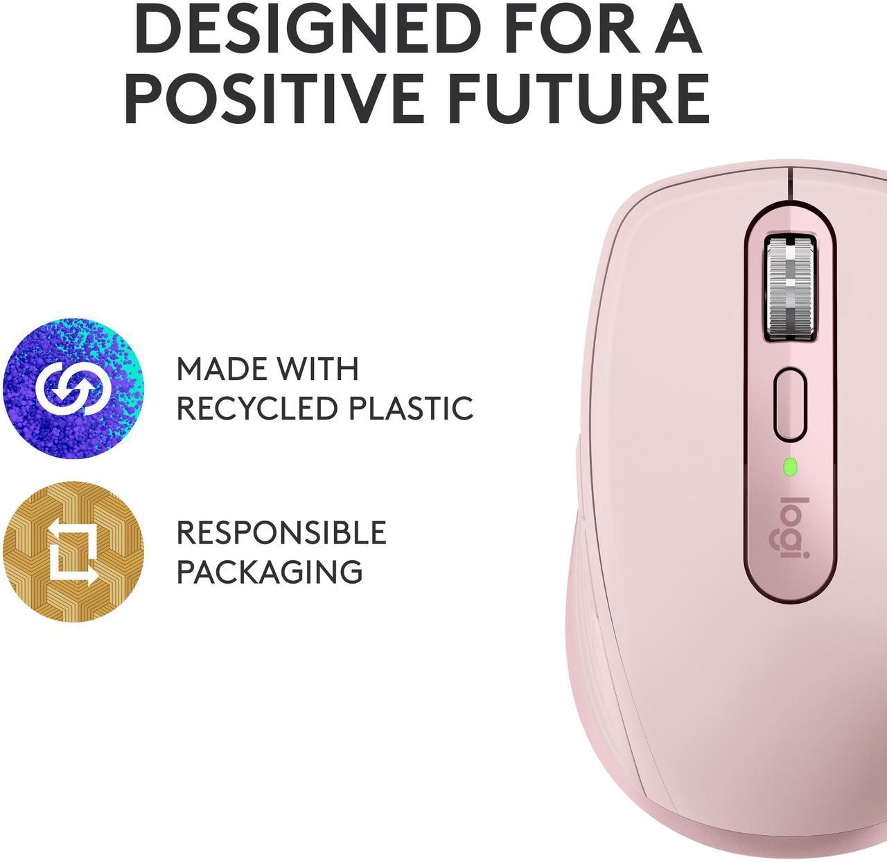 Alt view image 2 of 8 - Logitech MX Anywhere 3S Compact Wireless Mouse, Fast Scrolling, 8K DPI Any-Surface Tracking, Quiet Clicks, Programmable Buttons, USB C, Bluetooth, Windows PC, Linux, Chrome, Mac, Rose