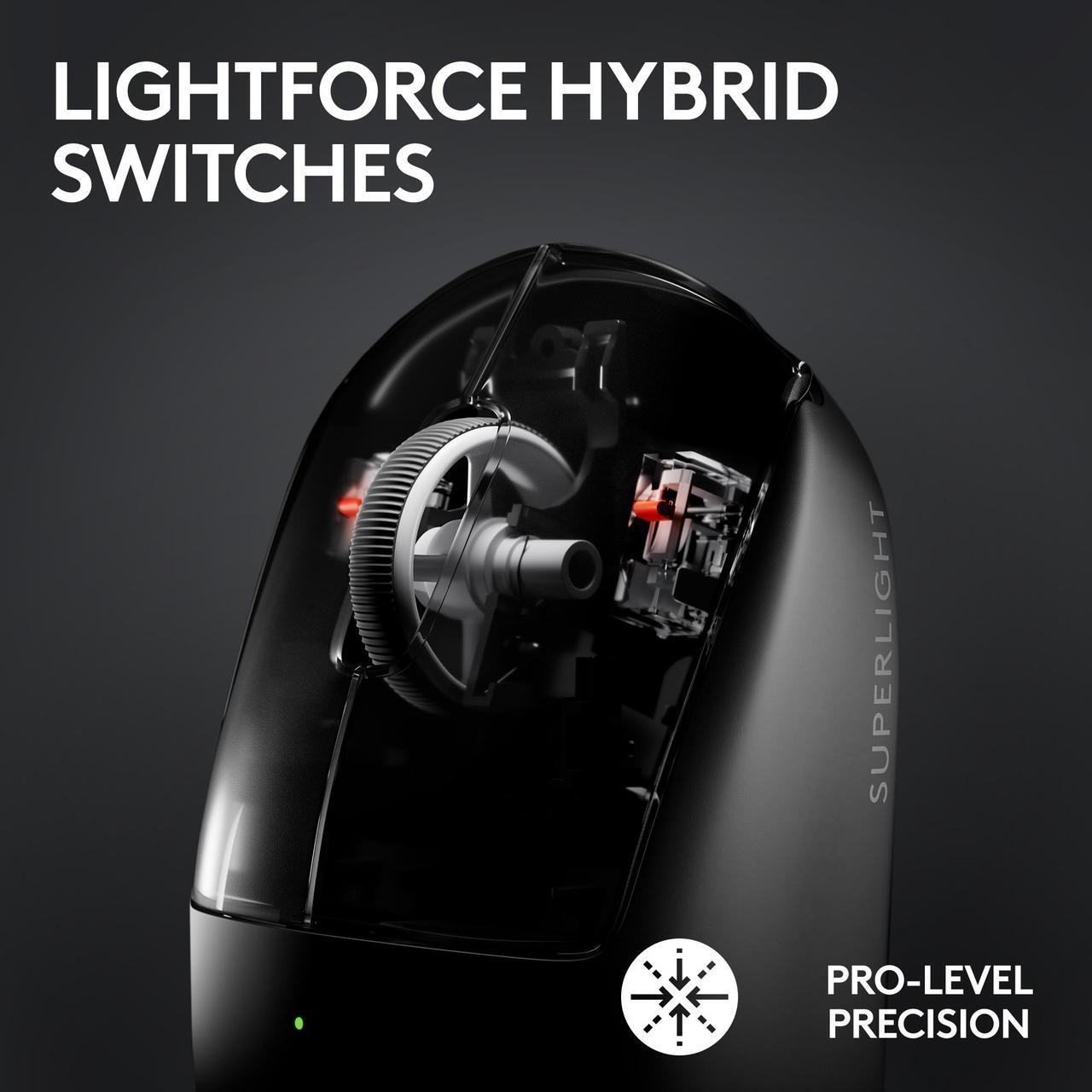 Alt view image 3 of 10 - Logitech G PRO X Superlight 2 Lightspeed Wireless Gaming Mouse, Lightweight, LIGHTFORCE Hybrid Switches, Hero 2 Sensor, 32,000 DPI, 5 Programmable Buttons, USB-C Charging, PC & Mac - White