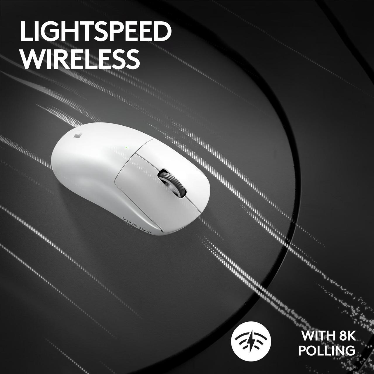 Alt view image 6 of 10 - Logitech G PRO X Superlight 2 Lightspeed Wireless Gaming Mouse, Lightweight, LIGHTFORCE Hybrid Switches, Hero 2 Sensor, 32,000 DPI, 5 Programmable Buttons, USB-C Charging, PC & Mac - White
