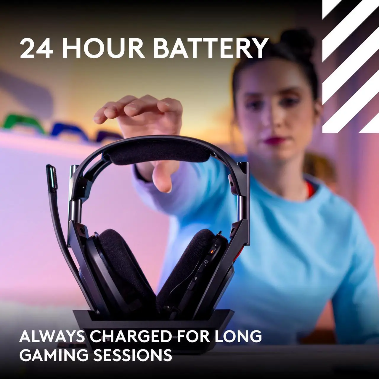 Alt view image 8 of 11 - Logitech A50 Circumaural Wireless Gaming Headset w/ Mic