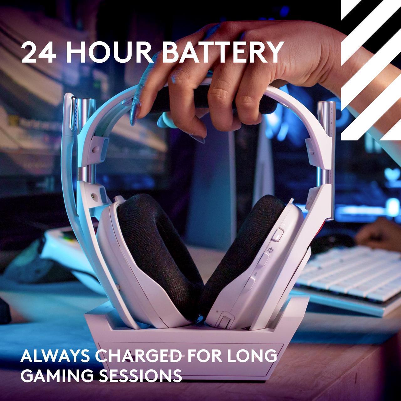 Alt view image 8 of 11 - Logitech A50 Circumaural Wireless Gaming Headset w/ Mic - White