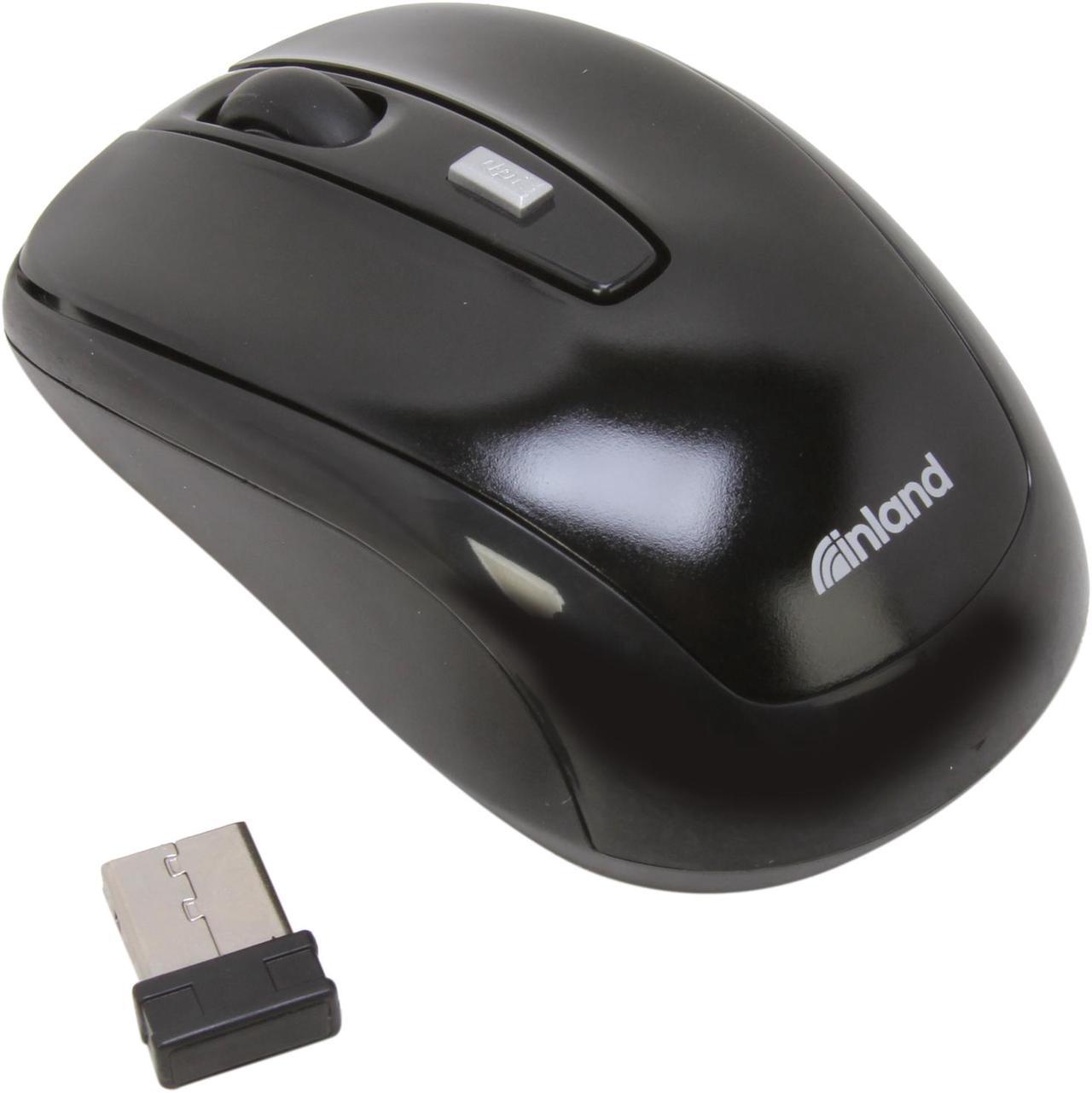 inland 07442 Black 4 Buttons 1 x Wheel USB RF Wireless Optical Mouse