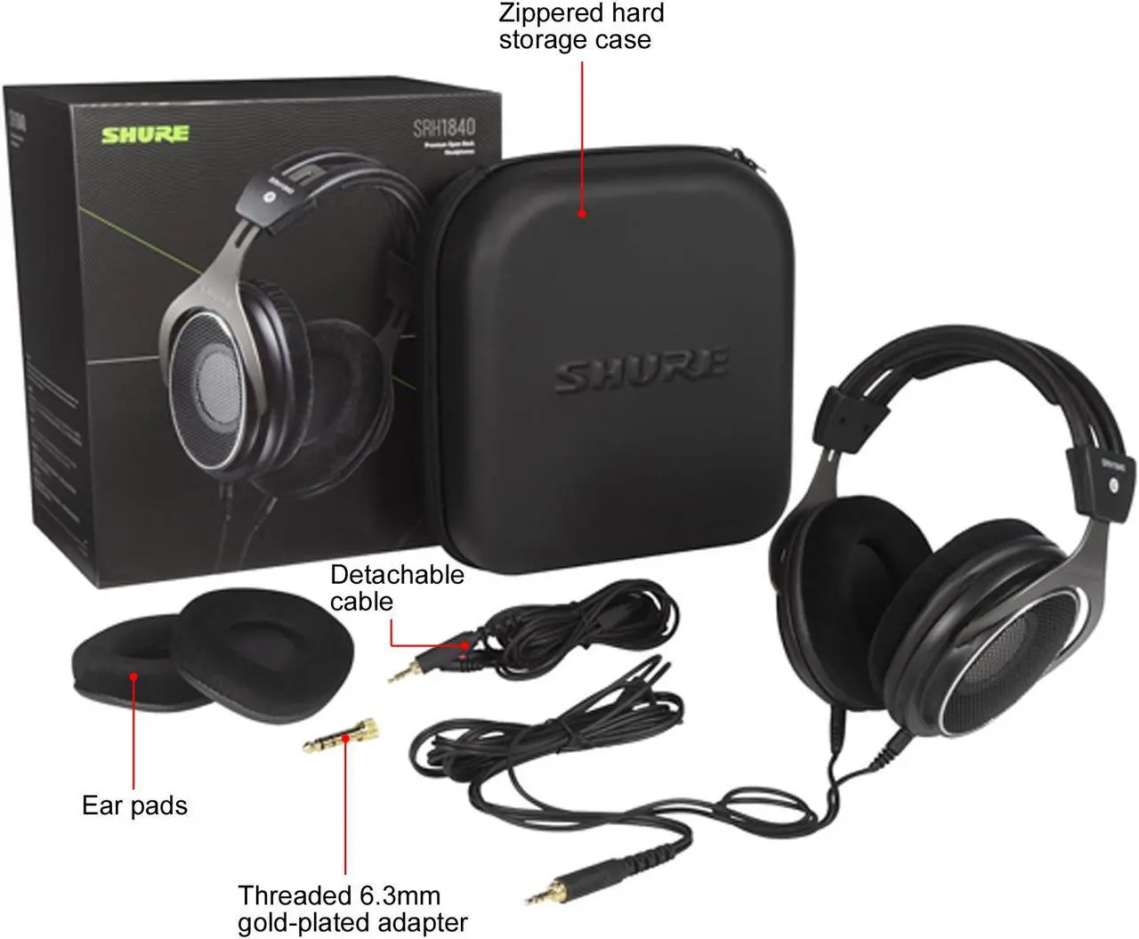 Alt view image 7 of 8 - Shure SRH1840 Premium Open-Back Headphones - Black