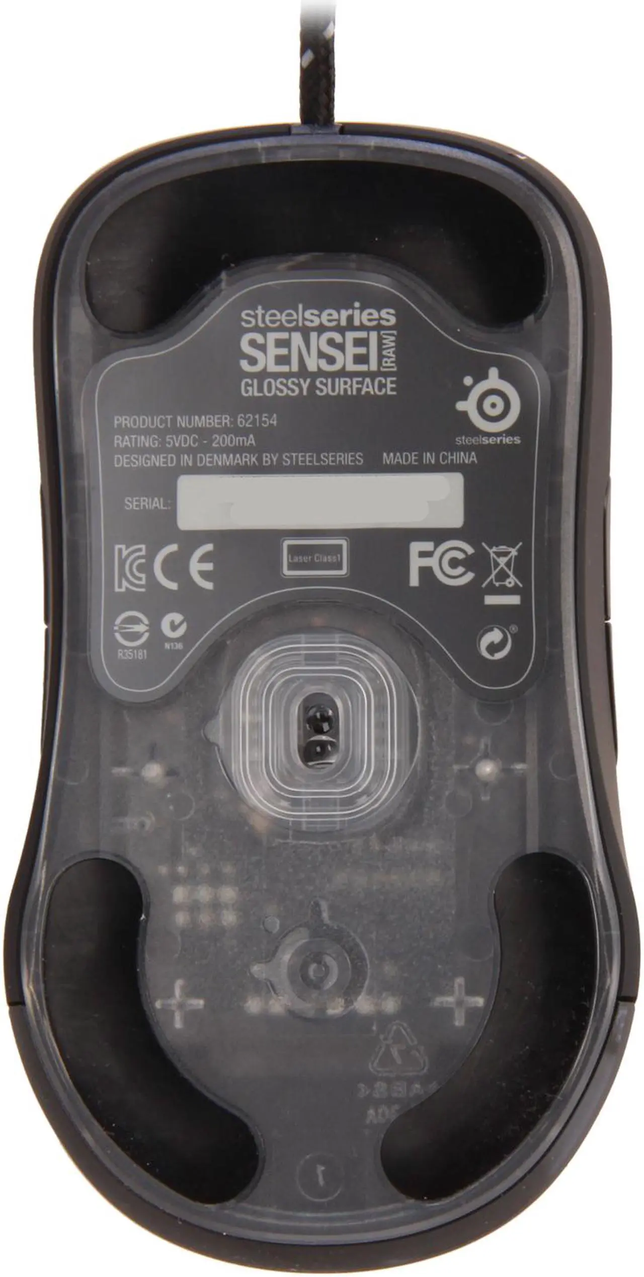 Alt view image 4 of 5 - SteelSeries Sensei RAW 62154 Glossy Black 8 Buttons 1 x Wheel USB Wired Laser Gaming Mouse