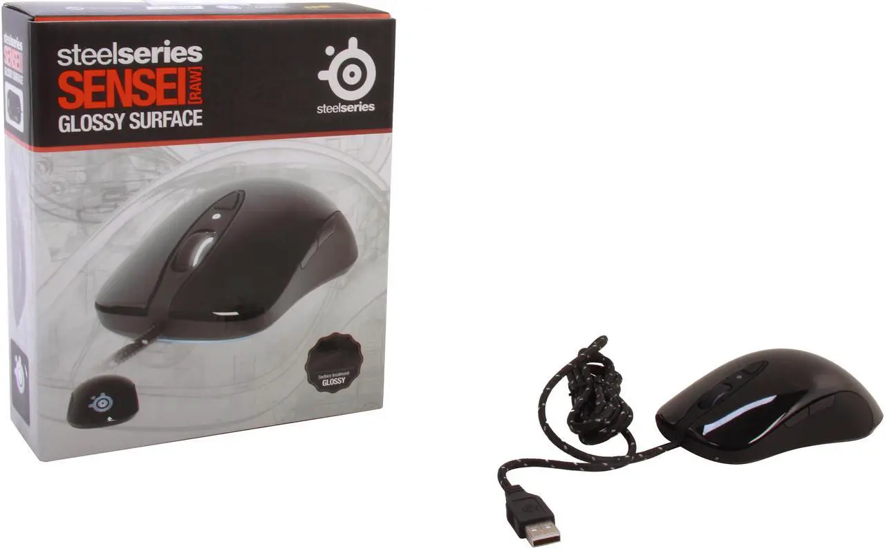 Alt view image 5 of 5 - SteelSeries Sensei RAW 62154 Glossy Black 8 Buttons 1 x Wheel USB Wired Laser Gaming Mouse