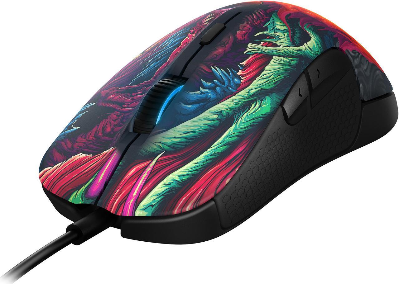 Alt view image 2 of 9 - SteelSeries Rival 300 CS: GO Hyper Beast Edition 62363 Multi color 6 Buttons 1 x Wheel USB Wired Optical Gaming Mice