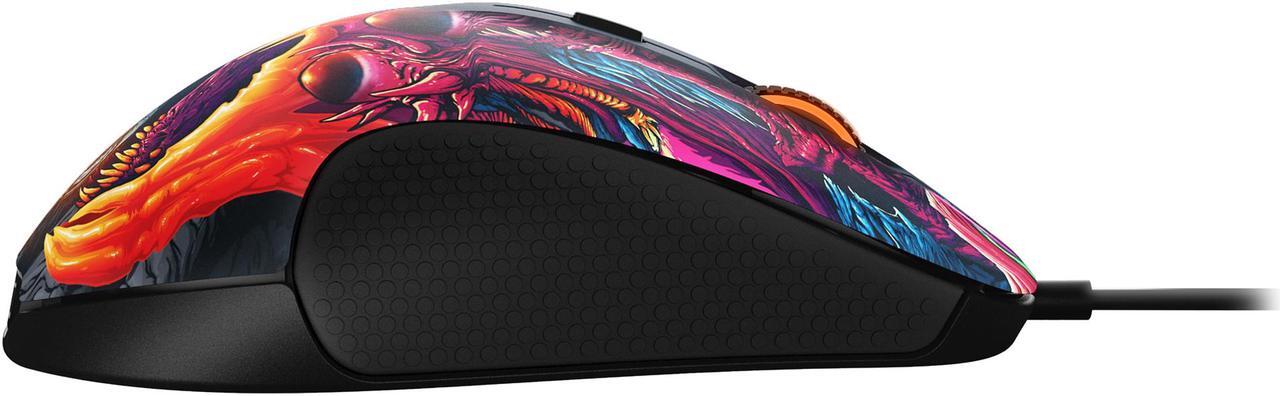 Alt view image 4 of 9 - SteelSeries Rival 300 CS: GO Hyper Beast Edition 62363 Multi color 6 Buttons 1 x Wheel USB Wired Optical Gaming Mice