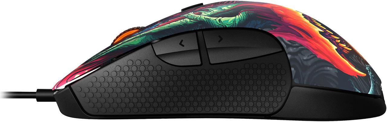 Alt view image 5 of 9 - SteelSeries Rival 300 CS: GO Hyper Beast Edition 62363 Multi color 6 Buttons 1 x Wheel USB Wired Optical Gaming Mice