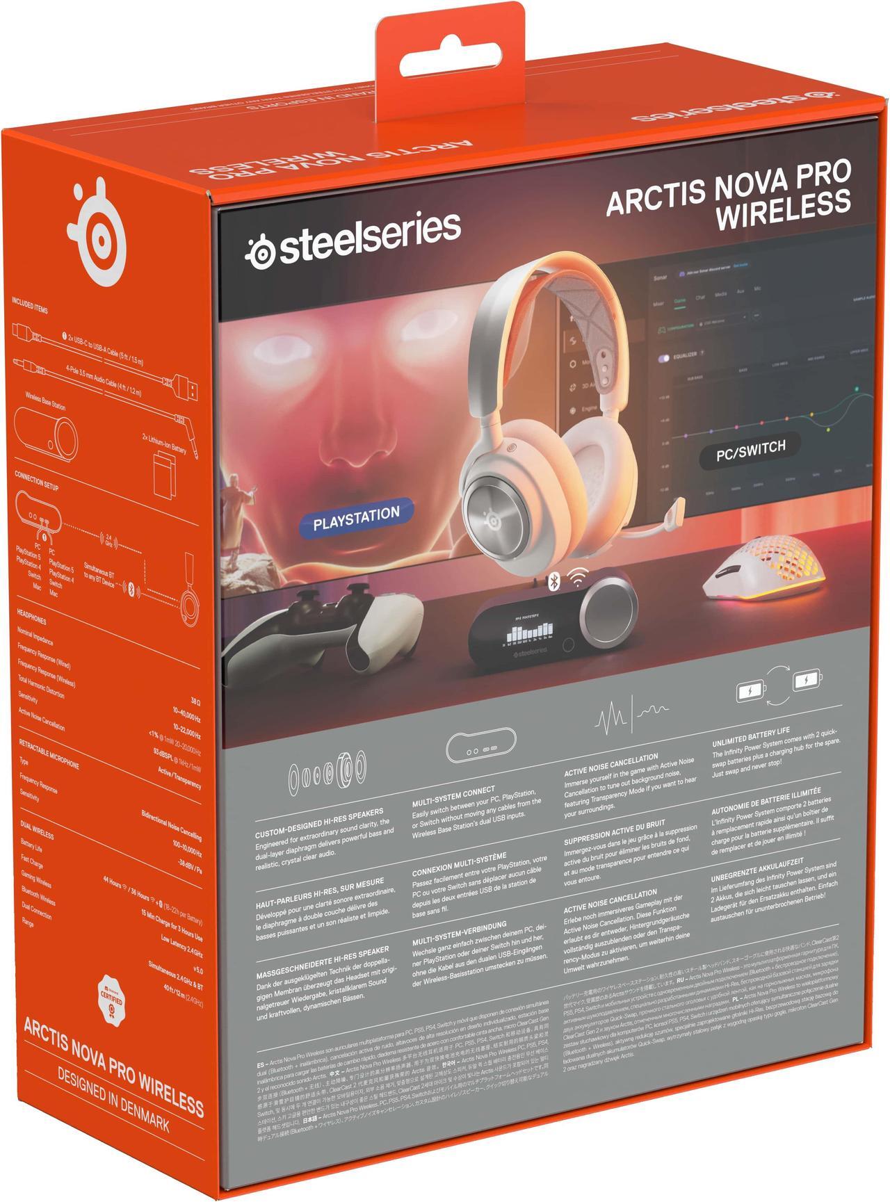 Alt view image 14 of 17 - SteelSeries Arctis Nova Pro Wireless Multi-System Gaming Headset - Premium Hi-Fi Drivers - Active Noise Cancellation - Infinity Power System - PC, PS5/PS4, Switch, Mobile, White