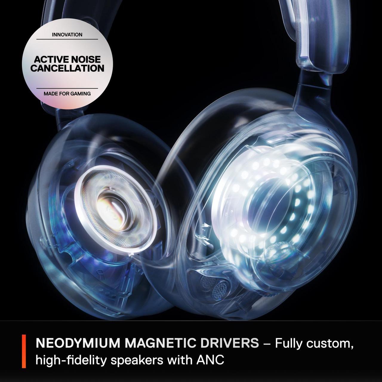 Alt view image 6 of 17 - SteelSeries Arctis Nova Pro Wireless Multi-System Gaming Headset - Premium Hi-Fi Drivers - Active Noise Cancellation - Infinity Power System - PC, PS5/PS4, Switch, Mobile, White