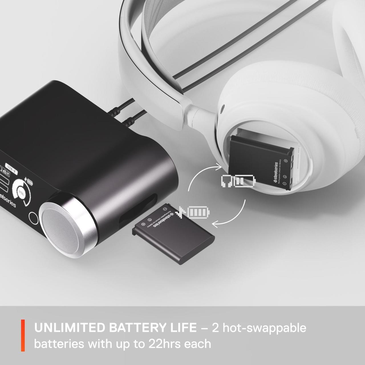 Alt view image 8 of 17 - SteelSeries Arctis Nova Pro Wireless Multi-System Gaming Headset - Premium Hi-Fi Drivers - Active Noise Cancellation - Infinity Power System - PC, PS5/PS4, Switch, Mobile, White