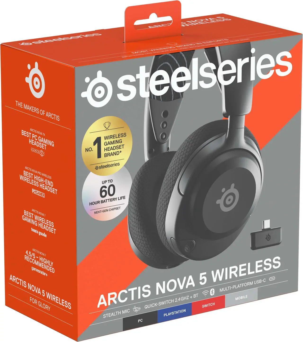 Alt view image 11 of 15 - SteelSeries Arctis Nova 5 Wireless Multi-System Gaming Headset — Neodymium Magnetic Drivers — 100+ Audio Presets — 60 HR Battery — 2.4GHz or BT — ClearCast Gen2.X Mic — PC, PS5, PS4, Switch, Mobile