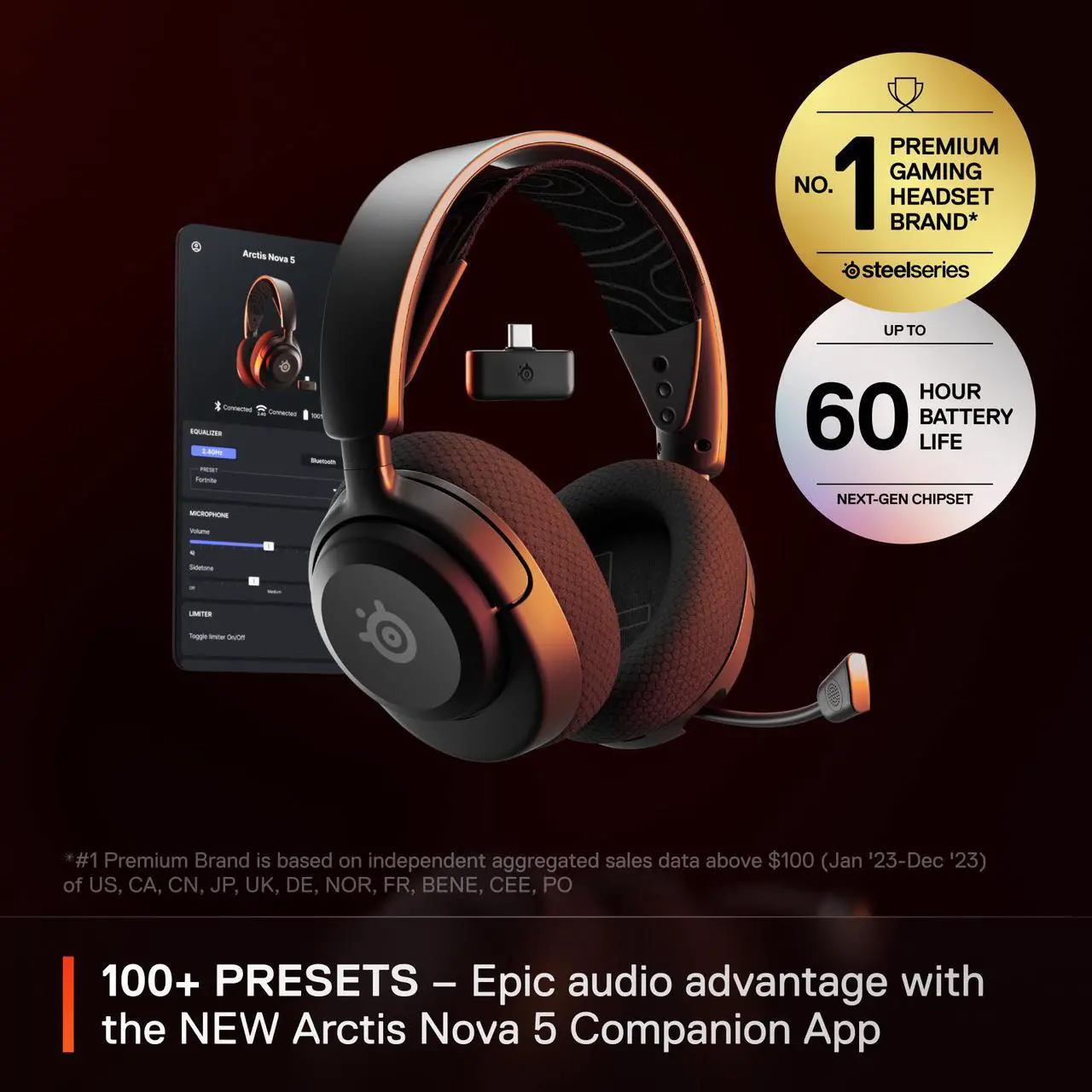 Alt view image 4 of 15 - SteelSeries Arctis Nova 5 Wireless Multi-System Gaming Headset — Neodymium Magnetic Drivers — 100+ Audio Presets — 60 HR Battery — 2.4GHz or BT — ClearCast Gen2.X Mic — PC, PS5, PS4, Switch, Mobile