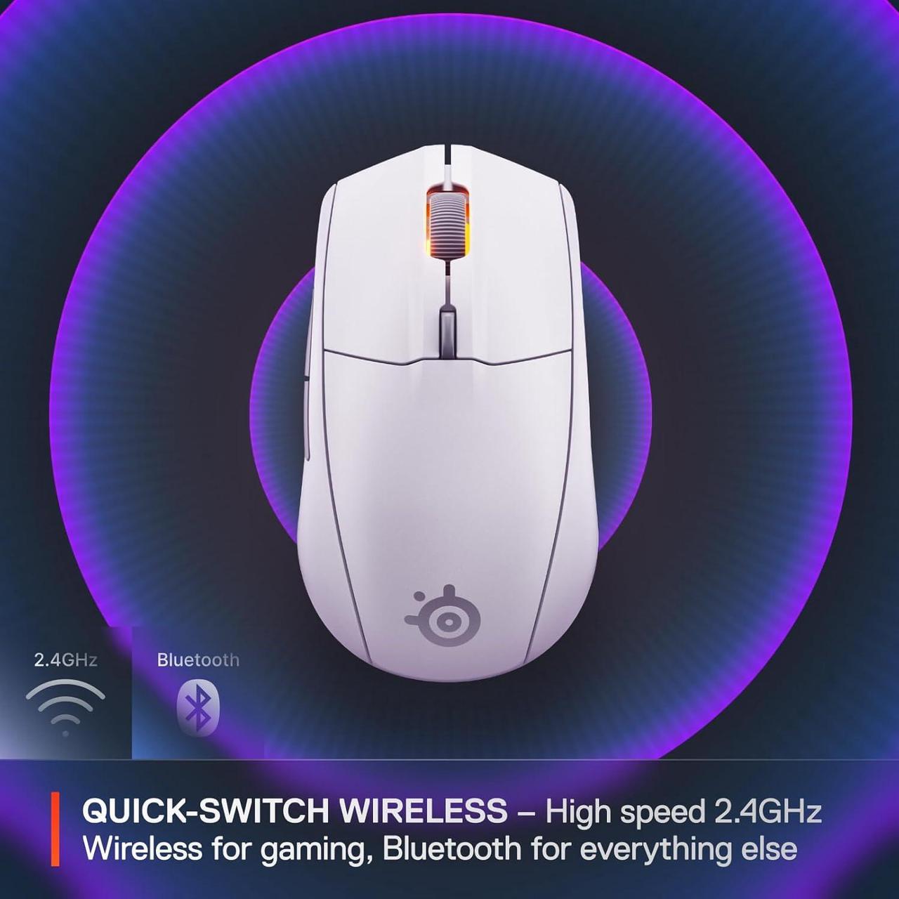 Alt view image 3 of 6 - SteelSeries Rival 3 Wireless Gen 2 Gaming Mouse — 2.4GHz and Bluetooth, 18000 DPI TrueMove Air Optical Sensor, 60 Million Click Durability, Light-Weight, 100% PTFE Feet — White