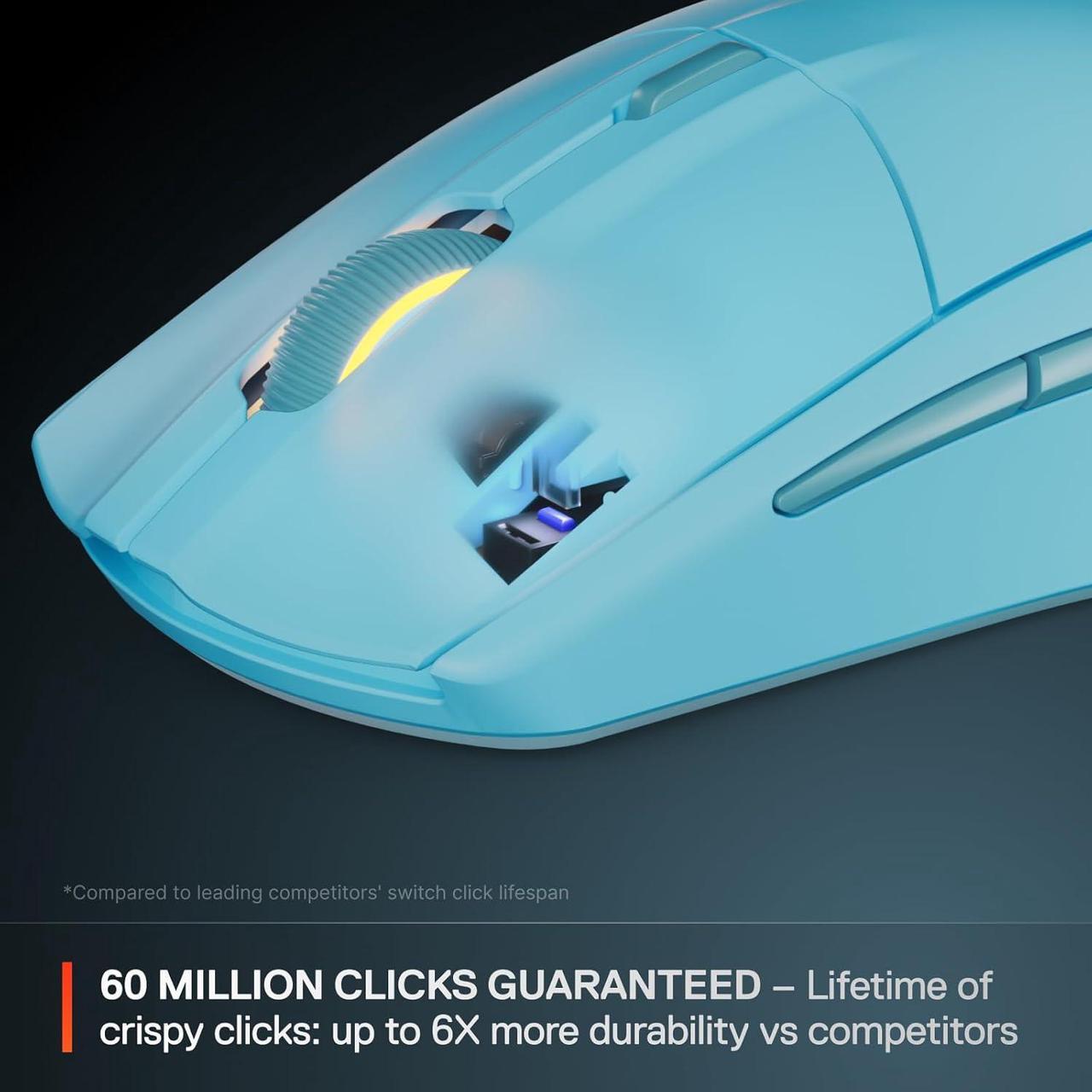 Alt view image 3 of 7 - SteelSeries Rival 3 Wireless Gen 2 Gaming Mouse — 2.4GHz and Bluetooth, 18000 DPI TrueMove Air Optical Sensor, 60 Million Click Durability, Light-Weight, 100% PTFE Feet — Aqua