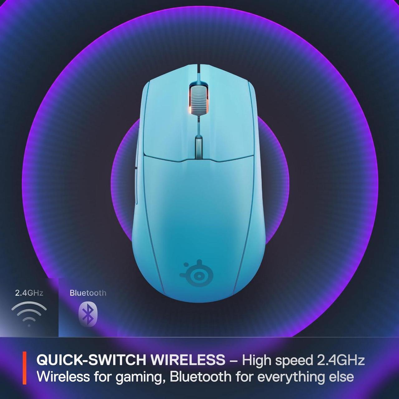 Alt view image 5 of 7 - SteelSeries Rival 3 Wireless Gen 2 Gaming Mouse — 2.4GHz and Bluetooth, 18000 DPI TrueMove Air Optical Sensor, 60 Million Click Durability, Light-Weight, 100% PTFE Feet — Aqua
