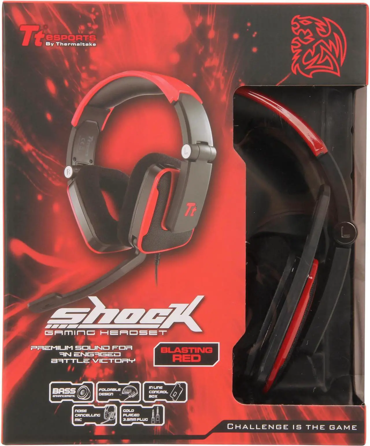 Alt view image 8 of 8 - Tt eSPORTS SHOCK 3.5mm x2 Connector Headset - Blasting Red