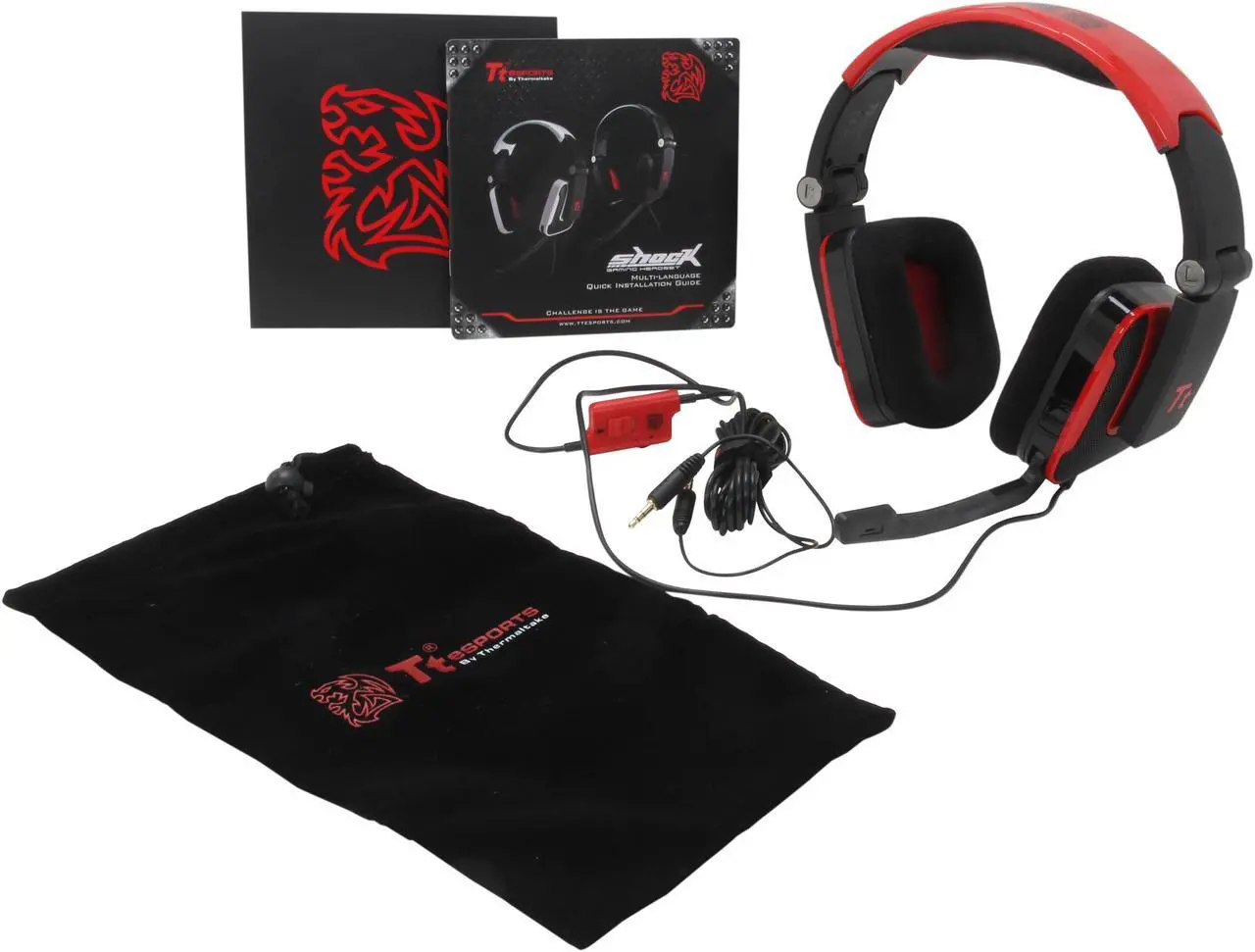 Alt view image 7 of 8 - Tt eSPORTS SHOCK 3.5mm x2 Connector Headset - Blasting Red