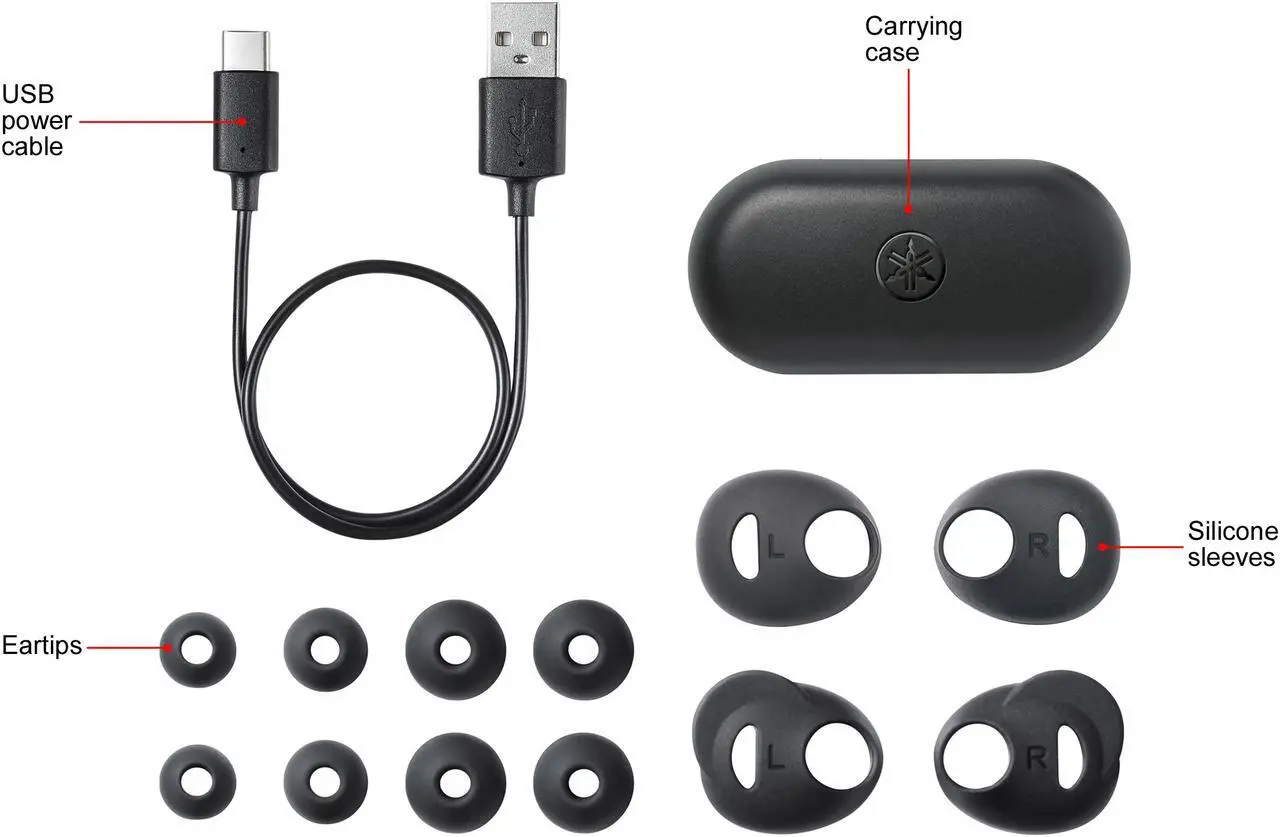 Alt view image 5 of 5 - Yamaha TW-E3ABL True Wireless Earbuds - Black