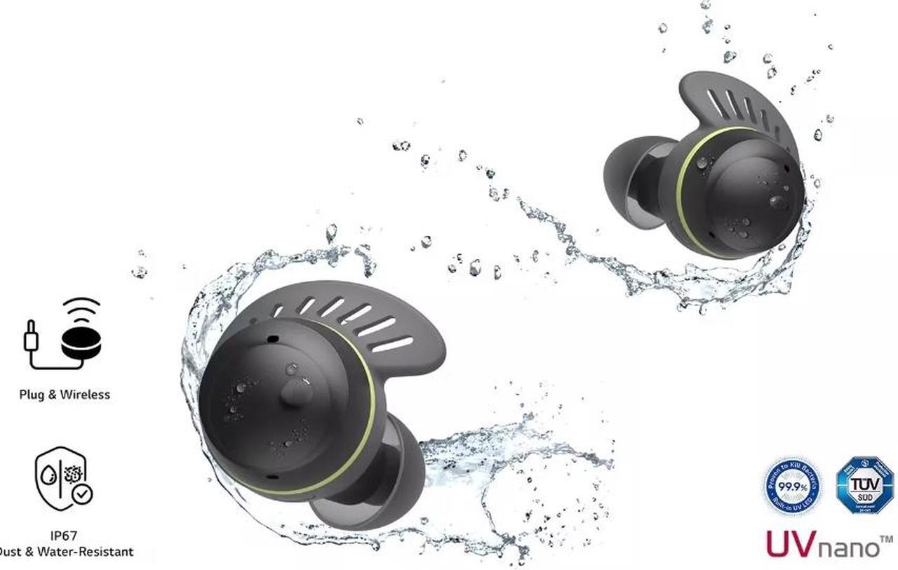 LG TONE Free TF8 Swivel Grip Technology True Wireless Bluetooth UV nano+ Earbuds - Black