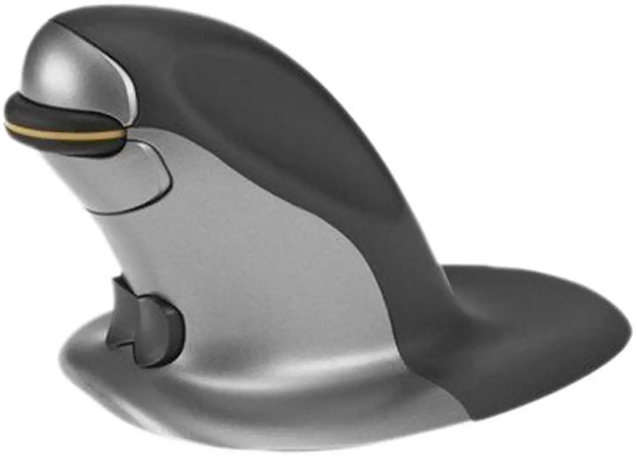 Main image of Posturite Penguin Ambidextrous Vertical Mouse 9820103 Silver/Graphite 1 x Wheel USB RF Wireless Laser Mouse - Large