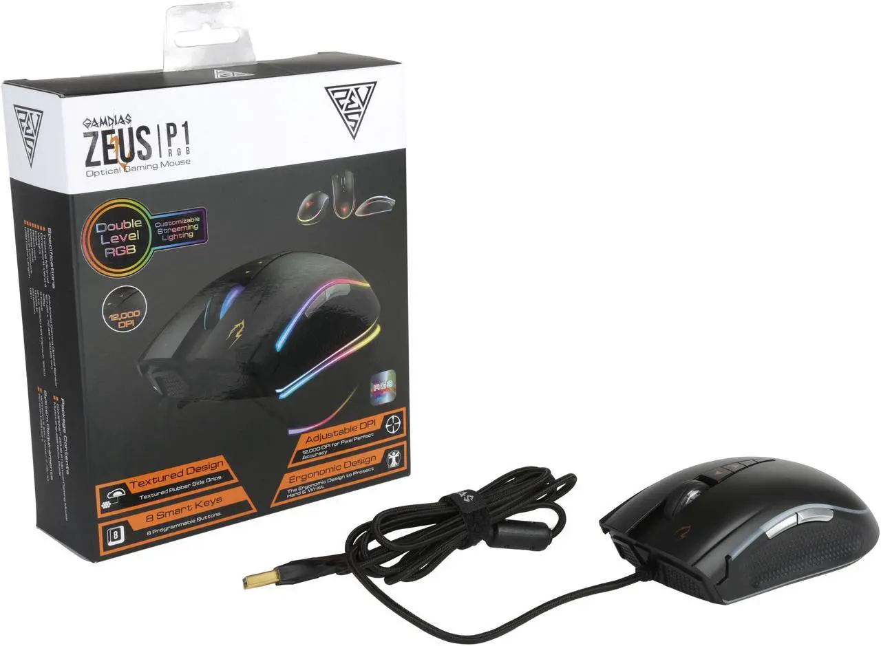 Alt view image 7 of 6 - GAMDIAS ZEUS P1 RGB GD-ZEUS P1 Black Wired Optical Gaming Mouse with 12000 dpi Optical Sensor