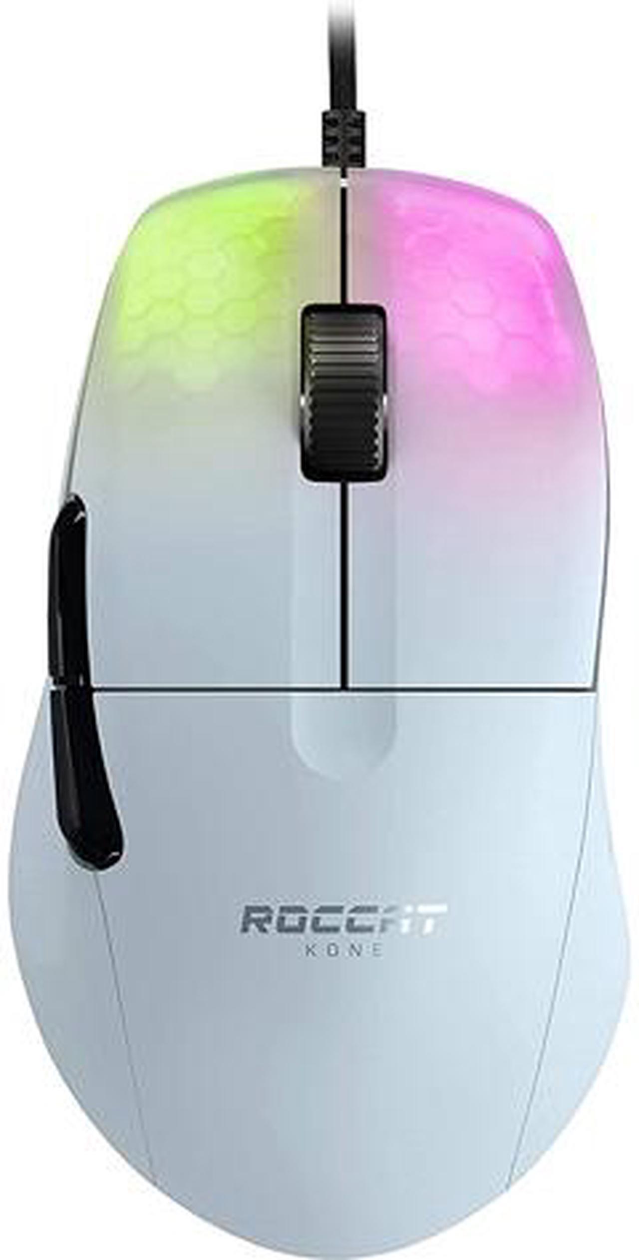 ROCCAT Kone Pro PC Gaming Mouse, Lightweight Ergonomic Design, Titan Switch Optical, AIMO RGB Lighting, Superlight Wired Computer Mouse, Titan Scroll Wheel, Bionic Shell, 19K DPI, White