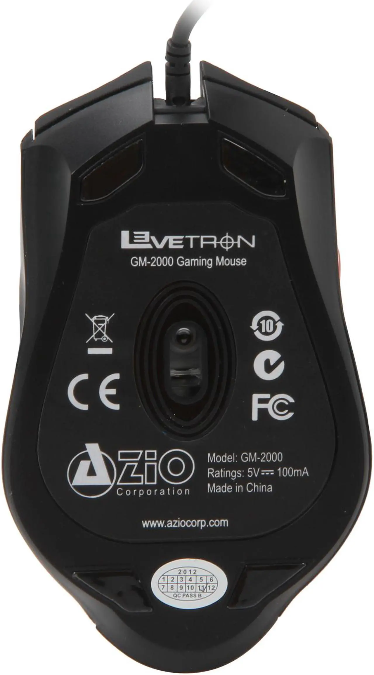 Alt view image 3 of 5 - Azio Levetron GM2000 Black 6 Buttons 1 x Wheel USB Wired Optical Gaming Mouse