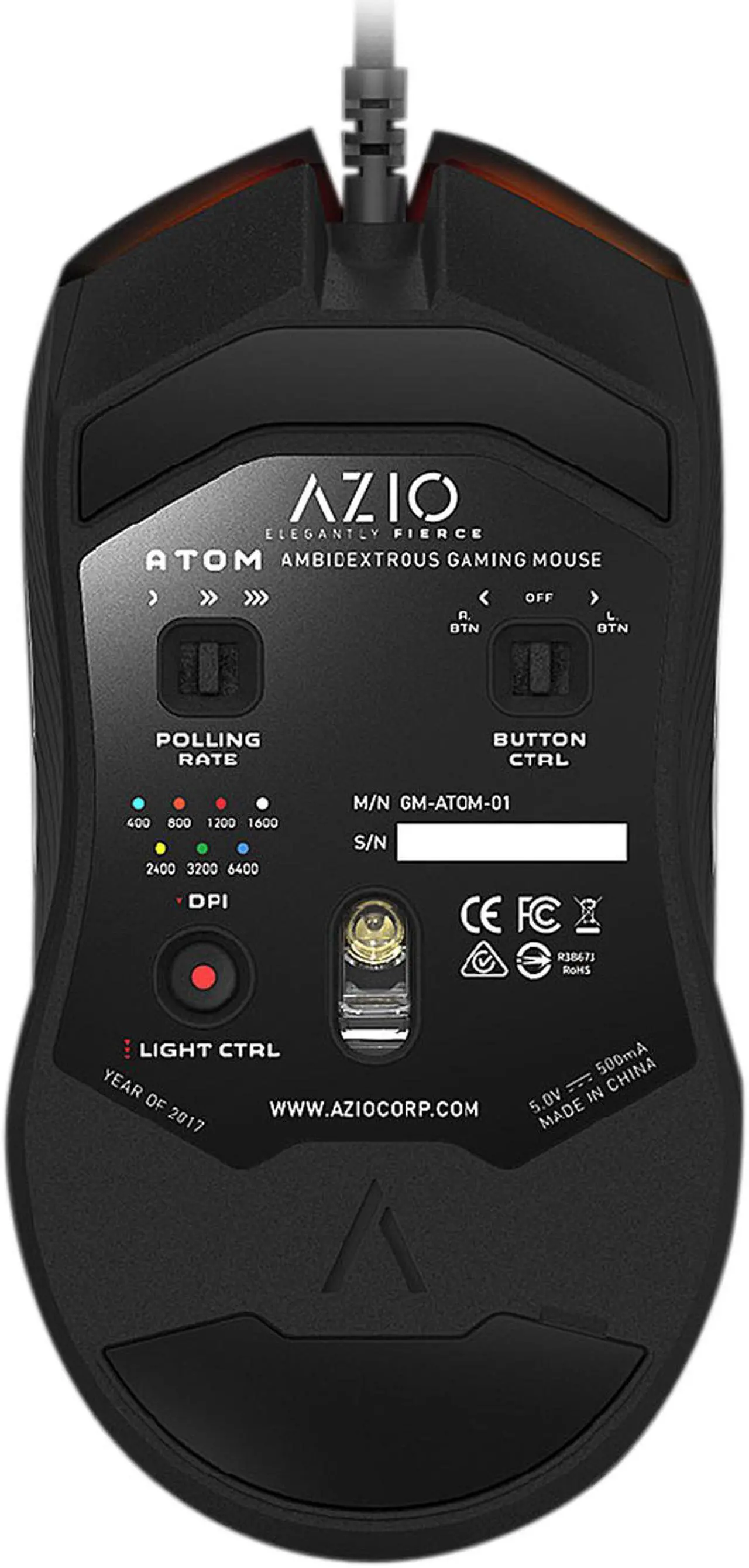 Alt view image 6 of 7 - Azio ATOM Ambidextrous Backlit Gaming Mouse