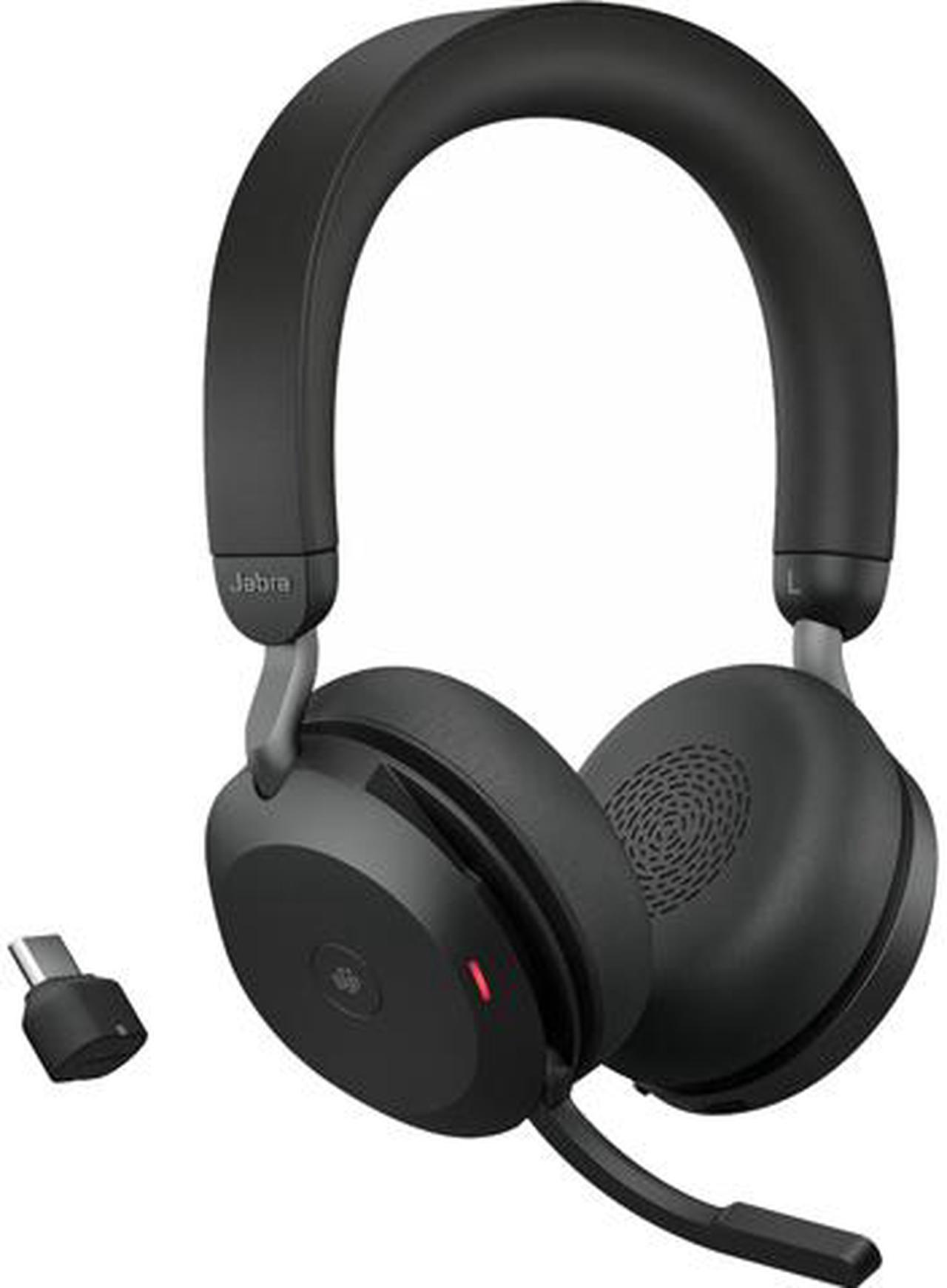 Jabra Evolve2 75 PC Wireless Headset with 8-Microphone Technology - Dual Foam Stereo Headphones with Adjustable Advanced Active Noise Cancelling, USB-C Bluetooth Adapter and UC Compatibility - Black